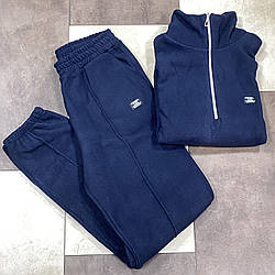 Жіночий теплий темно-синій костюм із флісом Розміри: 44,48,52 (18147-10)