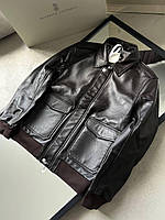 Куртка Brunello Cucinelli демісезонна чорного кольору з натуральної шкіри