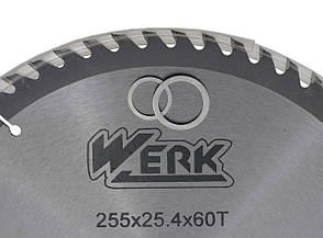 Пильний диск по дереву Werk 255х25.4 60 зуб. - 1 шт, фото 3