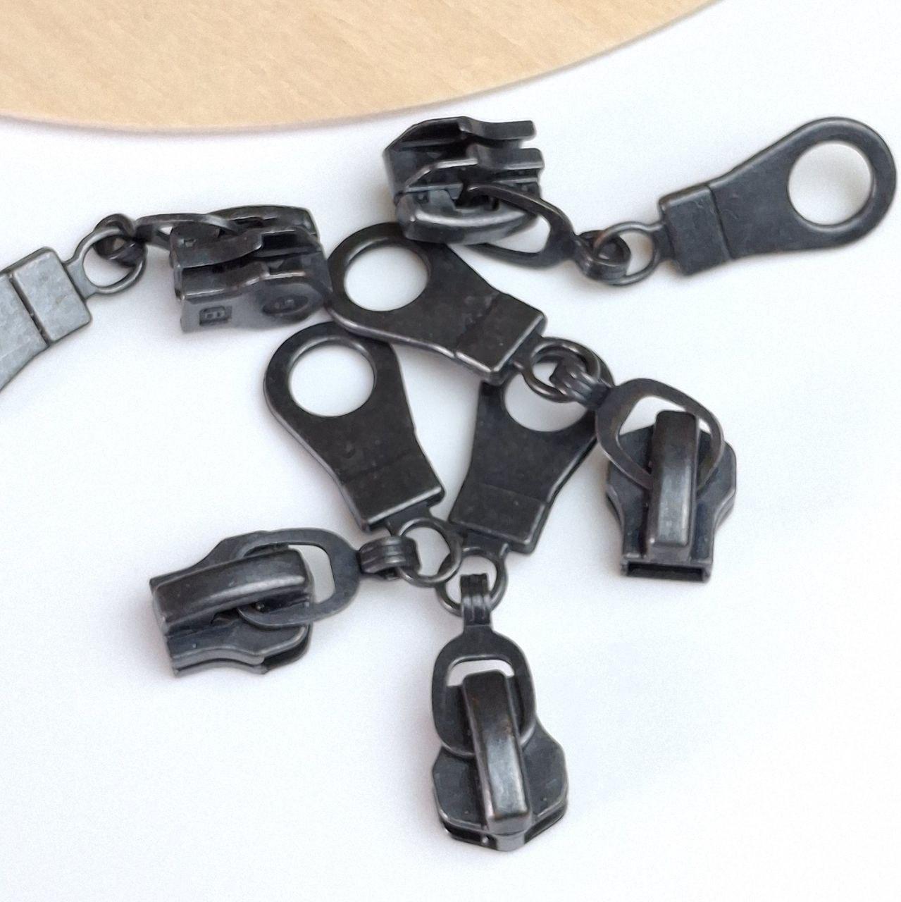 Бігунок для металевої блискавки №5 темний нікель, фото 1