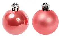 Уцінка!!! Набір ялинкових кульок 4 см, колір — полуниця, 12 шт.: перламутр і матовий — по 6 шт.