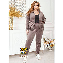 Жіночий зимовий велюровий костюм на хутрі Батал Розміри: 52,54,56,58,60 (31148-1)