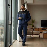 Чоловічий теплий костюм на флісі з хутром Синьо-чорний 48/50