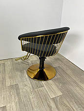 Перукарстке крісло на гідравліці із золотою підніжкою і золотим диском, фото 3