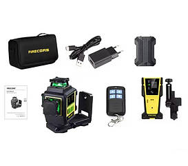 Лазерний рівень Firecore F95T-XG 3D (12 ліній) 3000мА 360 нівелір (Зелений промінь) з лазерним приймачем