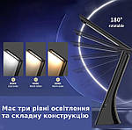 Настільна лампа LED з годинником та бездротовою зарядкою для телефону Wi-light 2088. Чорна, фото 7