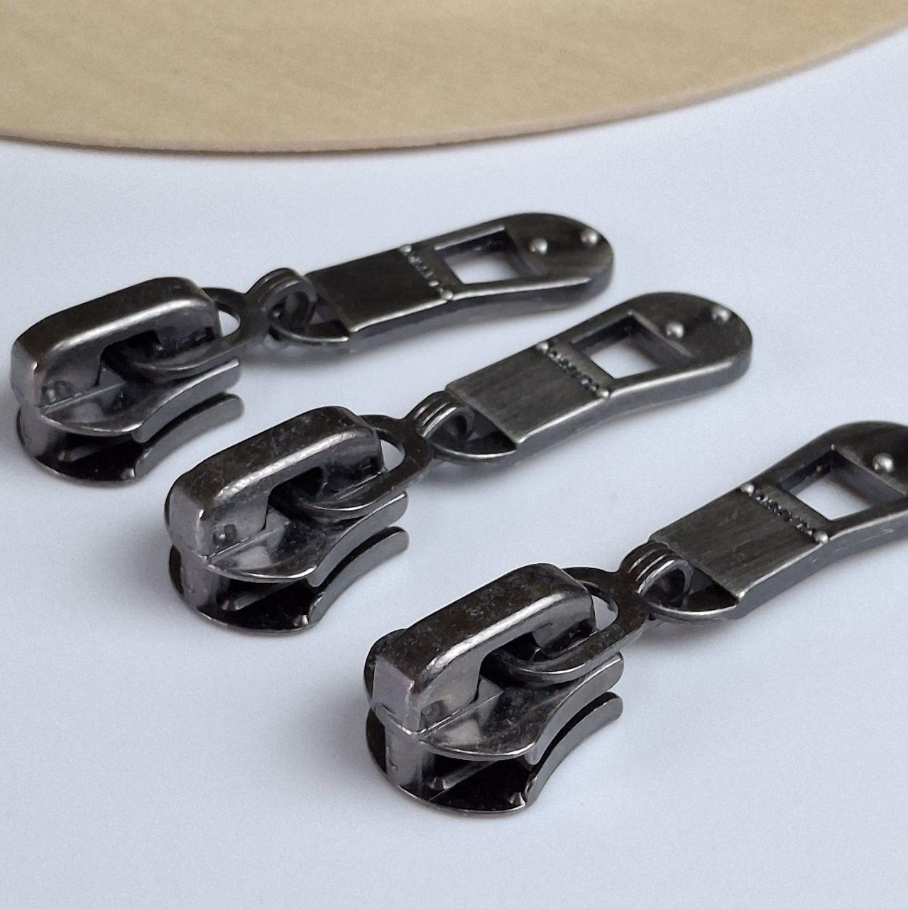 Бігунок для металевої блискавки №8 темний нікель, фото 1