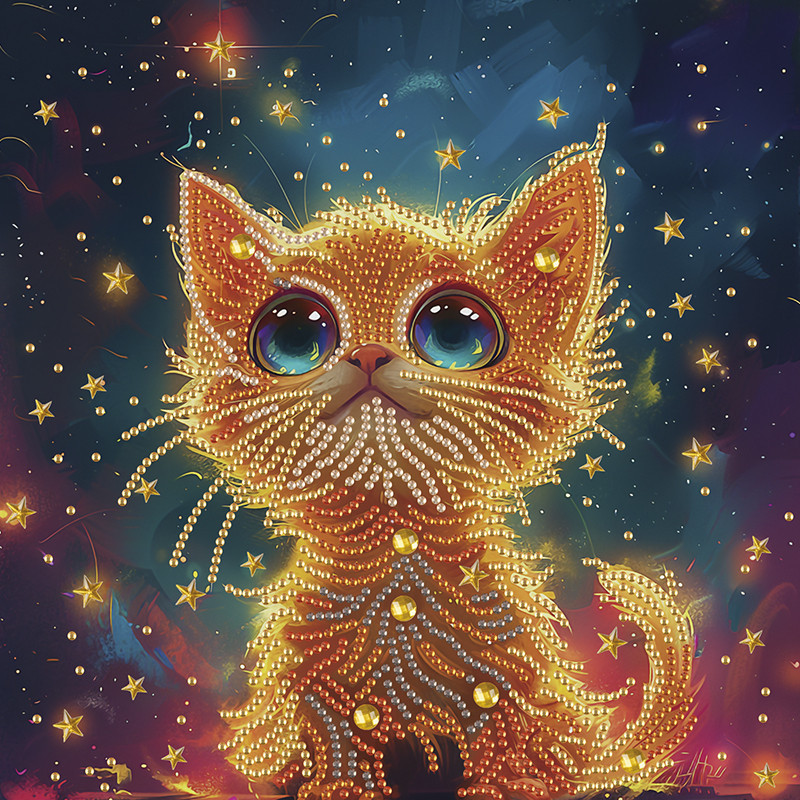 Алмазна мозаїка "Cиньооке кошеня" BH009 неповна викладка 25х25 см, фото 1