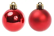 Вау!! Набір ялинкових кульок 4 см, колір — червоний, 12 шт.: глянець і матовий — по 6 шт.