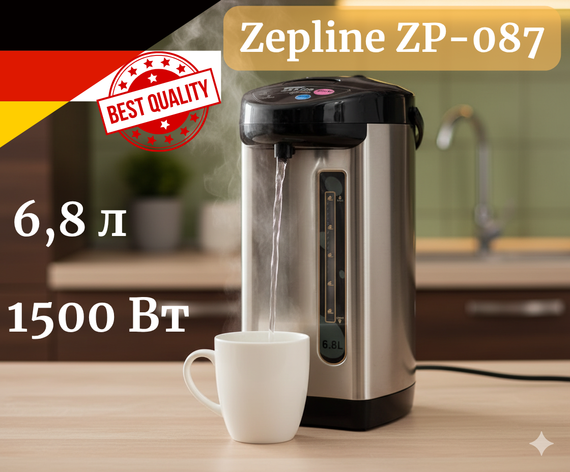 Термопот термочайник електричний побутовий 6,8л для підігрівання води електрочайник термос побутовий Zepline, фото 1
