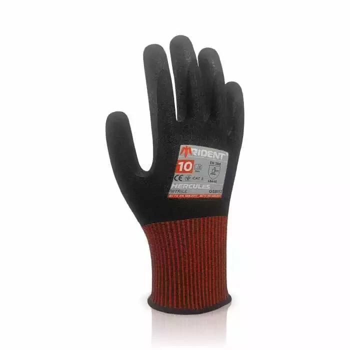 Рукавички HPPE захист проти порізу прямим ножем рівень E покриті вспіненим нітрилом TRIDENT HERCULES, р.10, арт. GS8113