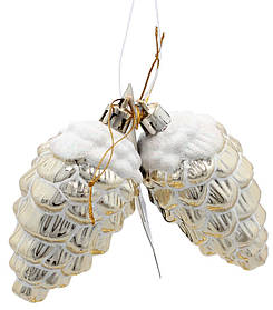 Прикраса-підвіска пластикова Chomik "Шишки" 9 см, комплект 2 шт, золоті