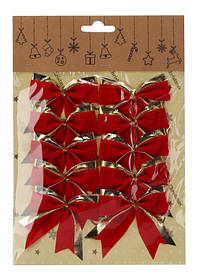 Бант декоративний Chomik текстиль 6 см, 10 шт, червоно-золоті