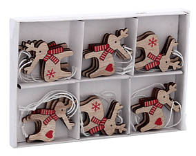 Прикраса-підвіска Chomik Олені, дерево, комплект 18 шт