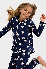ОПТОМ Упаковка (104-110-116) Піжама синя "Сердечка" для маленької дівчинки Vitmo 1111000066206