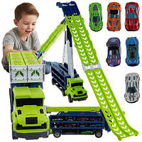 Велика вантажівка з треком і 6 машинками ISO Trade 26527, ABS, метал