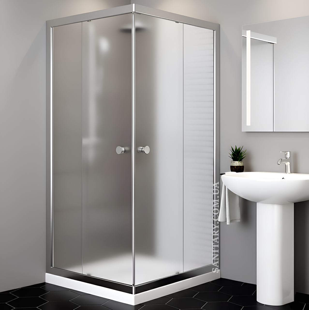 Душова кабіна 90x90х180 см  квадратна без піддону Shower Titan square розсувна матове скло 5мм TTN-164, фото 1