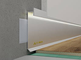 Алюмінієвий плінтус прихованого монтажу для LED-підсвітки 80 мм анодований