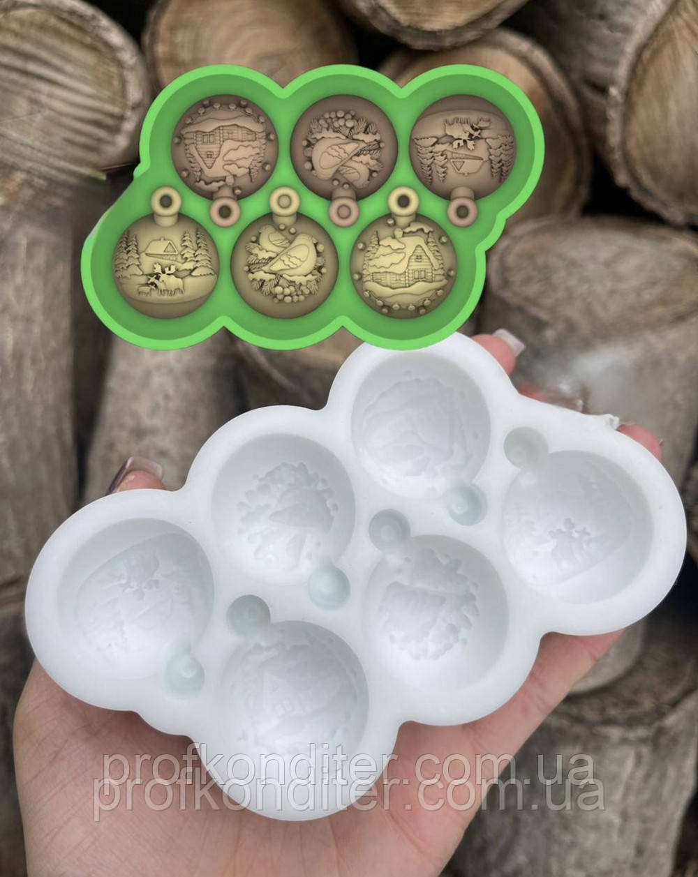 Ексклюзив! Силіконовий молд для шоколаду та ін "Ялинкові іграшки для цукерок №10", фото 1