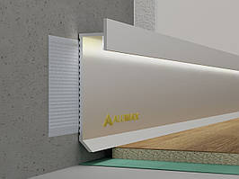 Алюмінієвий плінтус прихованого монтажу для LED-підсвітки 60 мм анодований