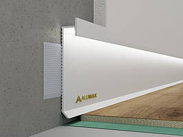 Алюмінієвий плінтус прихованого монтажу для LED-підсвітки 80 мм Фарбований