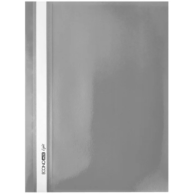 Швидкозшивач пл. Б/ПЕРФ."Еconomix Light" /E38503-10/ А4 сірий, глянець, 90/110 мкм (10), фото 1