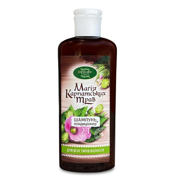 Шампунь - кондиціонер Delicate Organic Магія Карпатських трав для всіх типів волосся 250 мл, фото 1