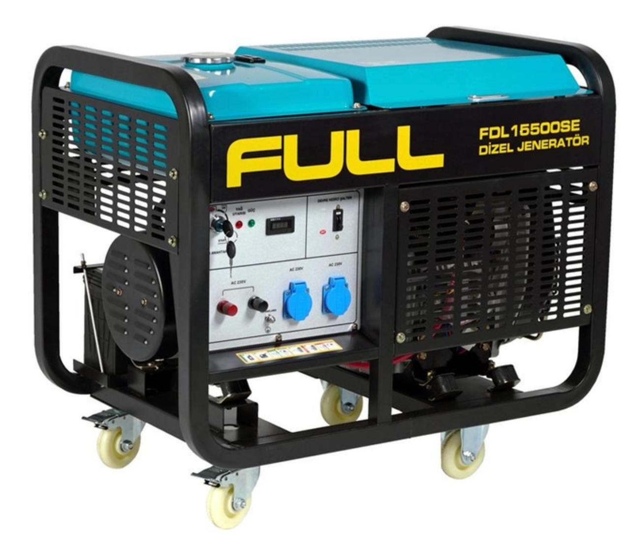 Генератор дизельний FULL FDL16500SE, 1-фазний 230V, 50Hz, 16.25kVA/12kW, бак 50 л, витрата 4 л/год, пуск: стартер, 925х590х800 мм,, фото 1