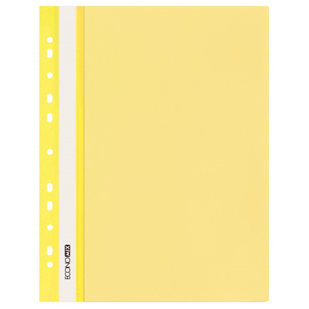 Швидкозшивач пл. евро перф."Еconomix" /Е31510-05/  А4 жовтий, глянець,120/160 мкм (10), фото 1