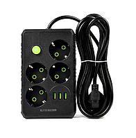 Подовжувач мережевий UA Power F15U, 3USB, 4 розетки, 2 м, чорний