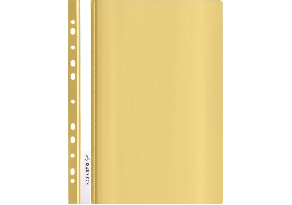 Швидкозшивач пл. евро перф."Еconomix Light" /Е38504-05/  А4 жовтий, глянець, 90/110 мкм (10/300), фото 1