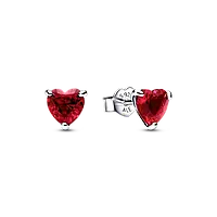 Срібні сережки Pandora «Червоне серце» 292549C01
