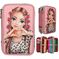 Потрійний пенал із наповненням LEOHEART з бантиками 13640