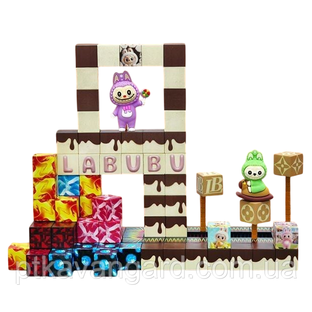 Магнітні кубики конструктор Лабубу магнітні блоки 96 деталей з фігурками LZCK 707, фото 1