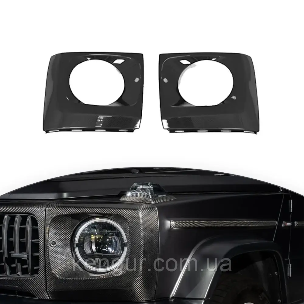 Карбонові накладки на фари JCW Style для Mercedes-Benz G-Class W465 2024+, фото 1