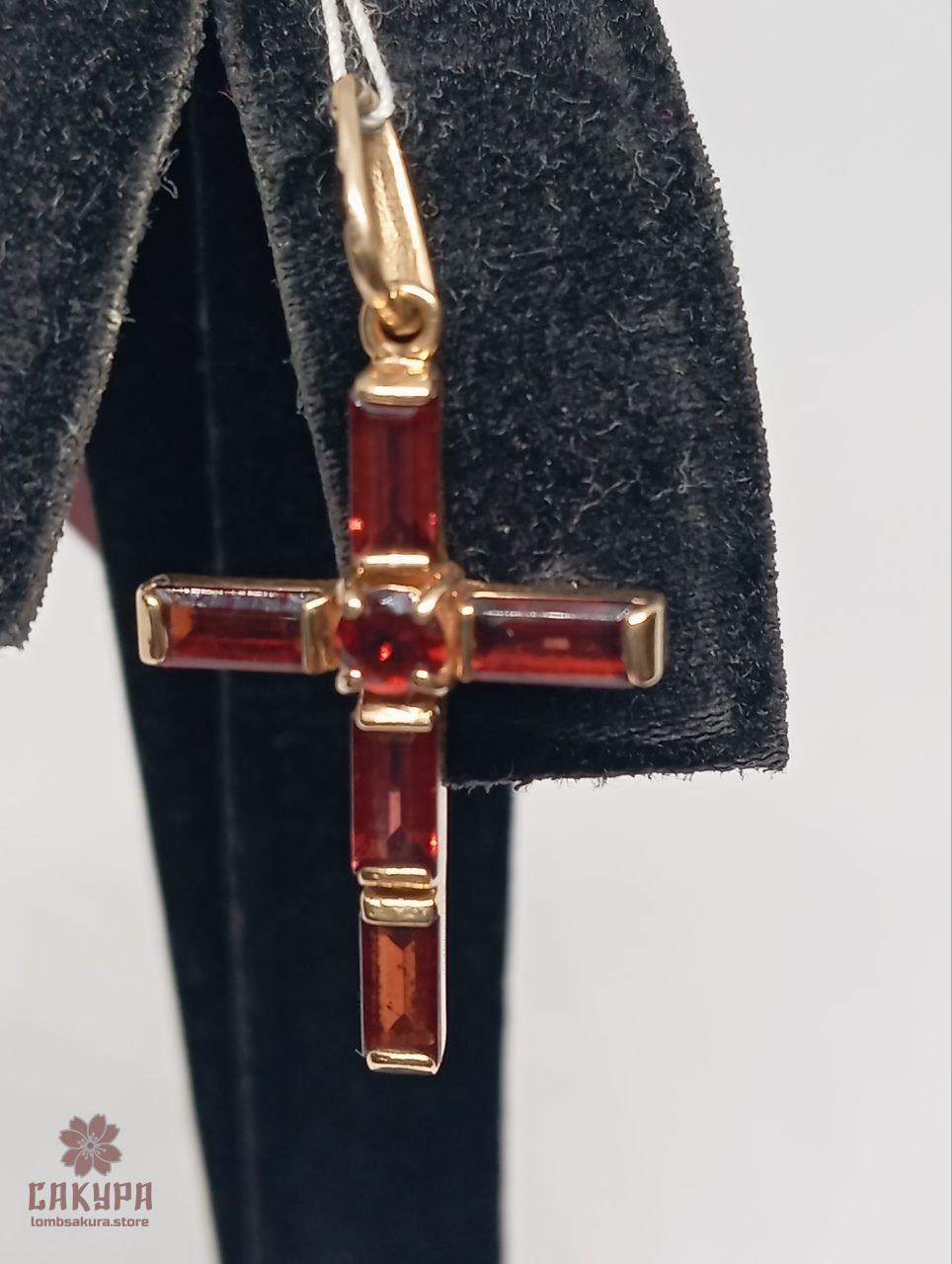 Золотий Хрестик зі вставкою цирконій, фото 1