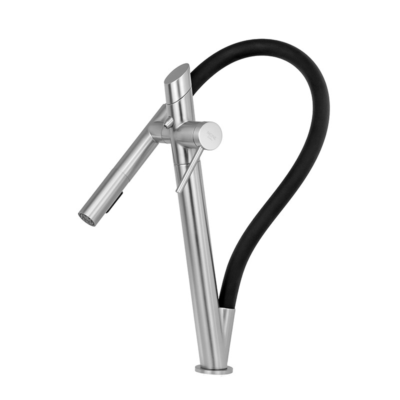 Змішувач для кухні з функцією підключення фільтра та з гнучким виливом MONE Deluxe OB-J13 Nickel, фото 1