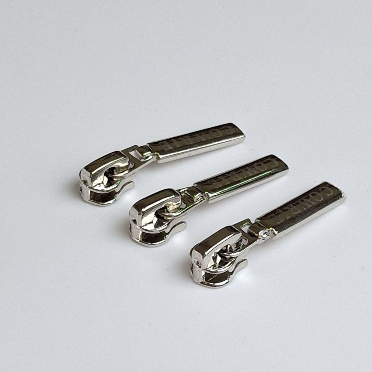 Бігунок для металевої блискавки №3 сріблястий, фото 1