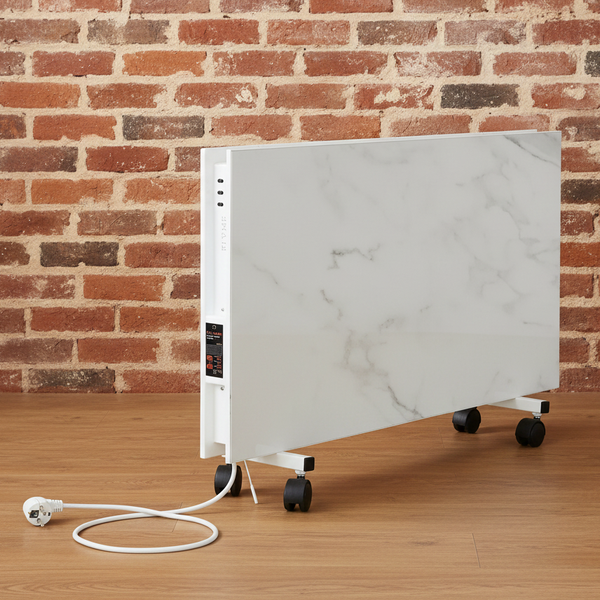 Подвійний керамічний обігрівач c програматором Flyme 800PW білий мармур, фото 1