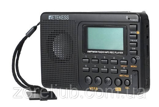 RETEKESS V115 акумуляторний, радіо FM AM SW, відтворення/записування з карти пам'яті, підсилювач, два динаміки, фото 1