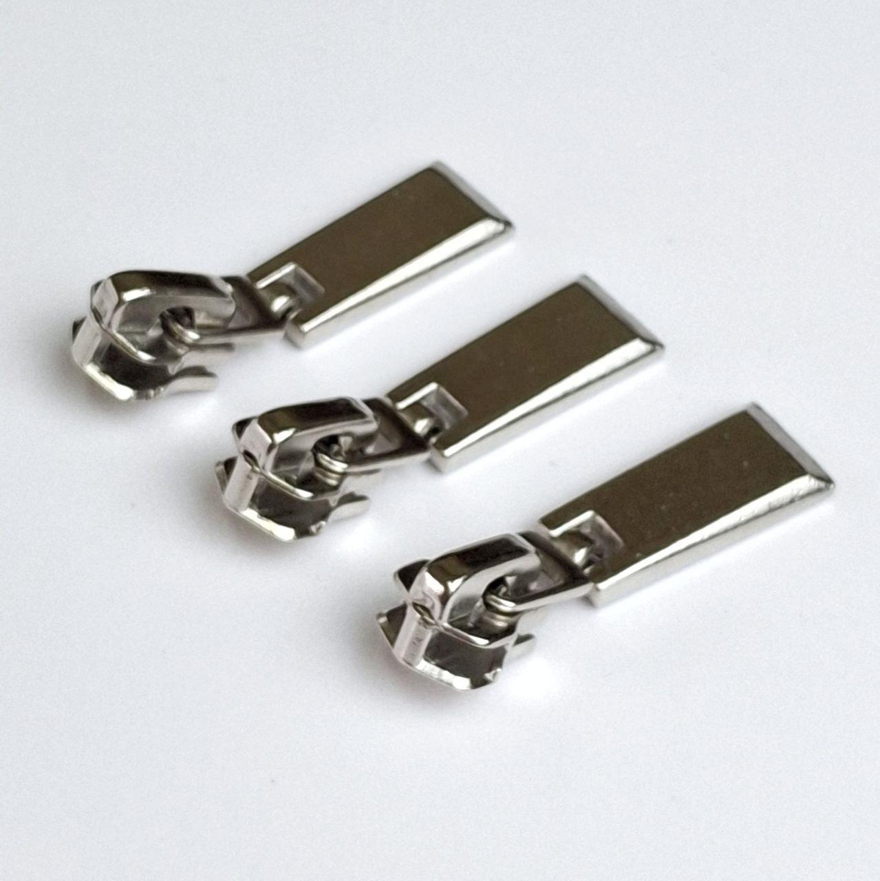 Бігунок для металевої блискавки №5 нікель геометрія, фото 1