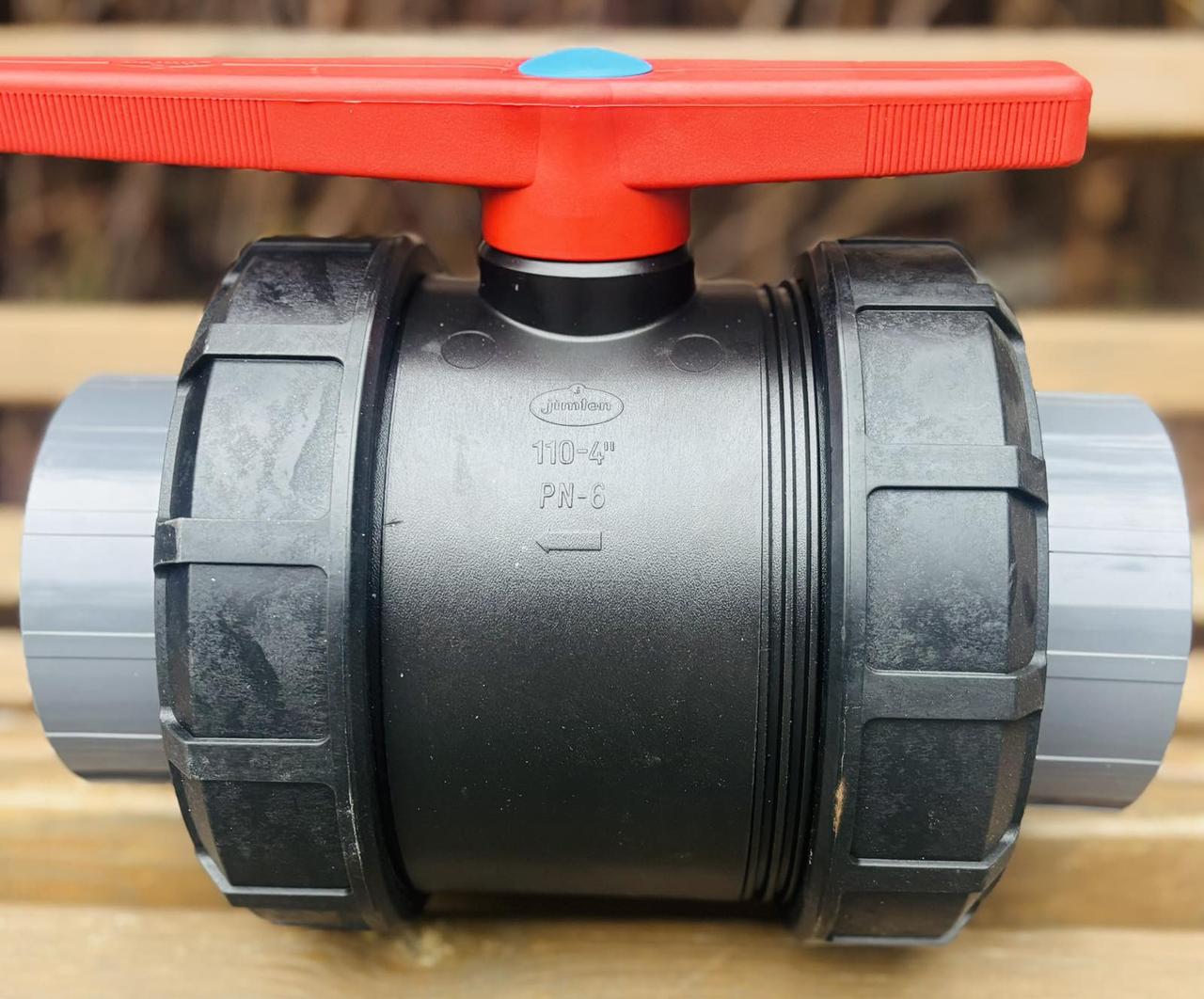 Кран шар. 4" під клей (110 мм) PN-6 з розбірними кінцівиками, фото 1