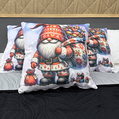 Подушка (45x45см) декоративна двостороння Decorator з Різдвяним принтом (84-195)