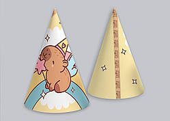 Набір ковпаків святкових принт Капібара 15см 10шт