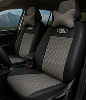 Модельные чехлы для сидений авто Форд Галакси (Ford Galaxy) люкс серый ромб