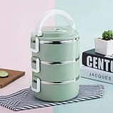 Ланч-бокс трисекційний круглий Supretto із нержавіючої сталі 1.5 л, сіро-блакитний (79990003), фото 5