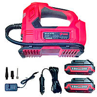 Компресор автомобільний акумуляторний Edon KW ED AC-21/150 2 АКБ 21 В 2.0 Ач