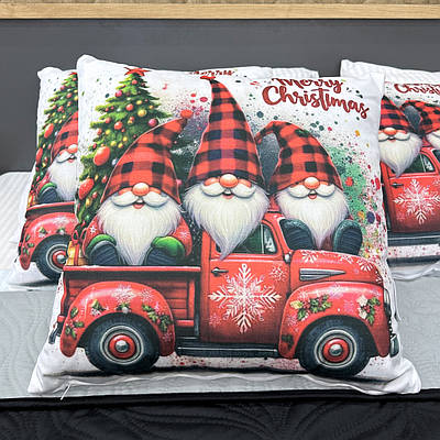 Подушка (45x45см) декоративна двостороння Decorator з Різдвяним принтом (84-191)