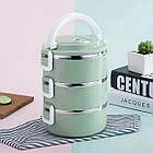 Ланч-бокс трисекційний круглий Supretto із нержавіючої сталі 1.5 л, сіро-блакитний (79990003), фото 6