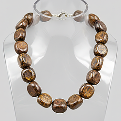 Бронзит галька 8х10 намисто, 0694ОБ